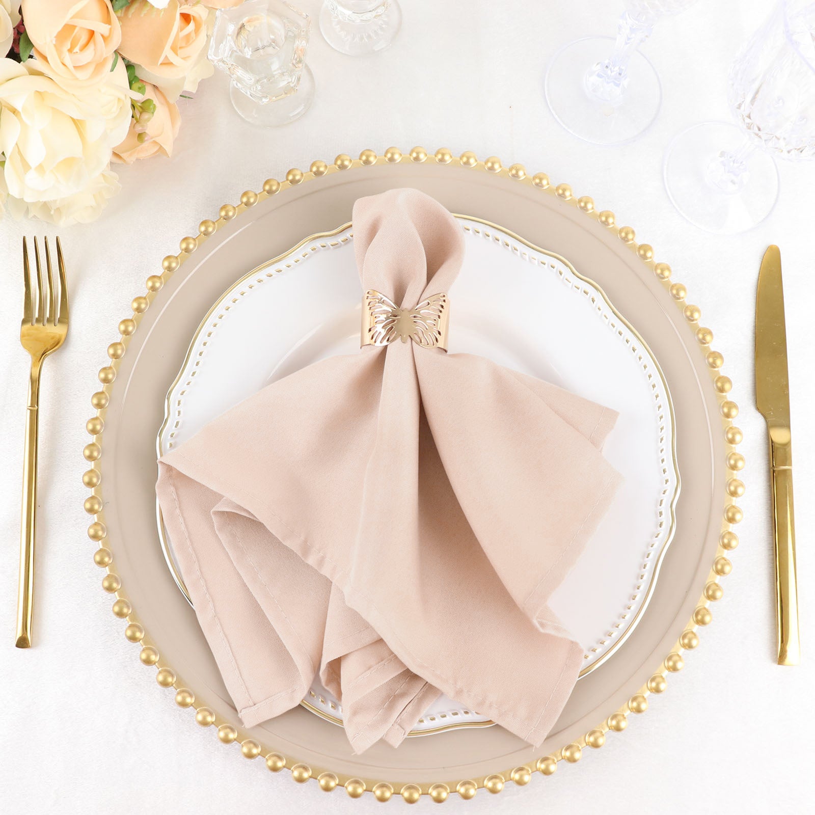 Efavormart Pack of 5 Premium 17 inch x 17 inch Washable Polyester Napkins Great for Wedding Party Restaurant Dinner Parties, Pink