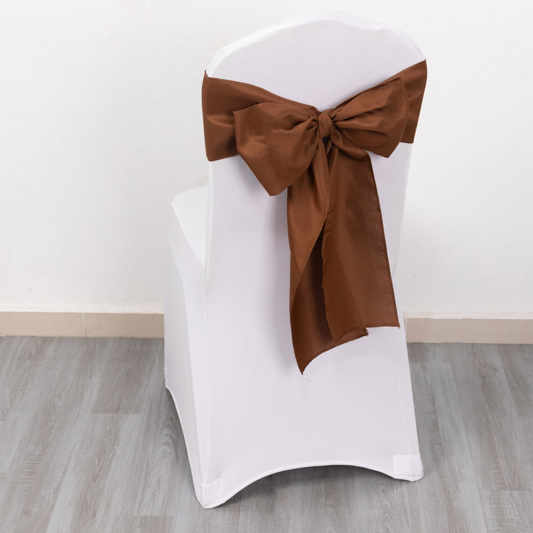5 Pack Cinnamon Brown Polyester Chair Sashes - 6x108inch