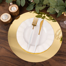 10 Pack Gold Mirror Plastic Charger Plates For Table Setting, 13inch Round Dining Plate