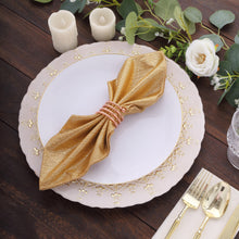 5 Pack Gold Shimmer Sequin Dots Polyester Dinner Napkins, Reusable Sparkle Glitter Cloth Table