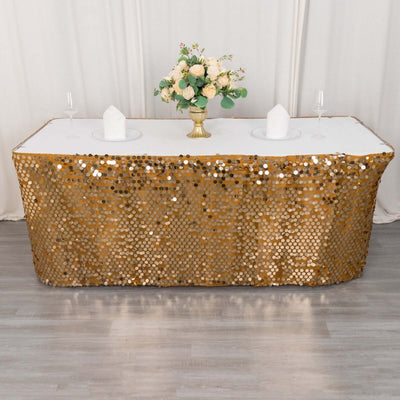 Payette Sequin Table Skirt 21ft Gold - Dual Layered Satin Sparkly Table Decor