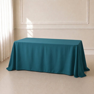 Polyester Rectangle Tablecloth 90"x132" Peacock Teal with Seamless Finish