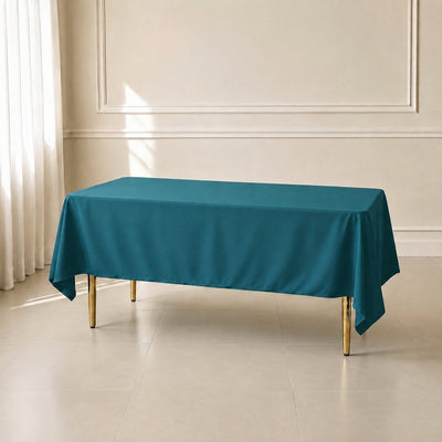 Polyester Rectangle Tablecloth 60"x102" Peacock Teal - Wrinkle-Resistant Finish