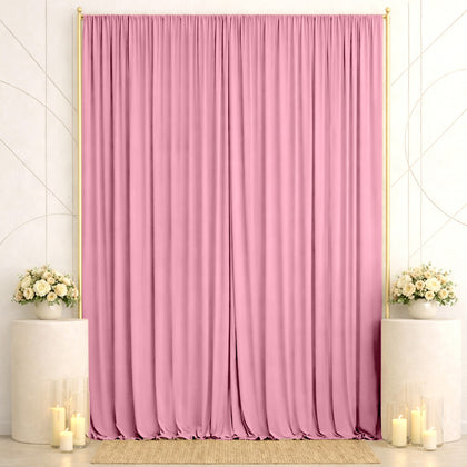Spandex Backdrop Curtain Pink 10ft x 14ft, 4-Way Stretch Wrinkle-Free Photo Booth Backdrop with Rod Pockets for Wedding & Events