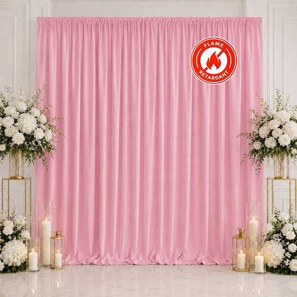 Scuba Polyester Backdrop Curtain Pink 10ftx10ft Durable Flame Resistant Wrinkle-Free Event Drape Panel With Rod Pocket