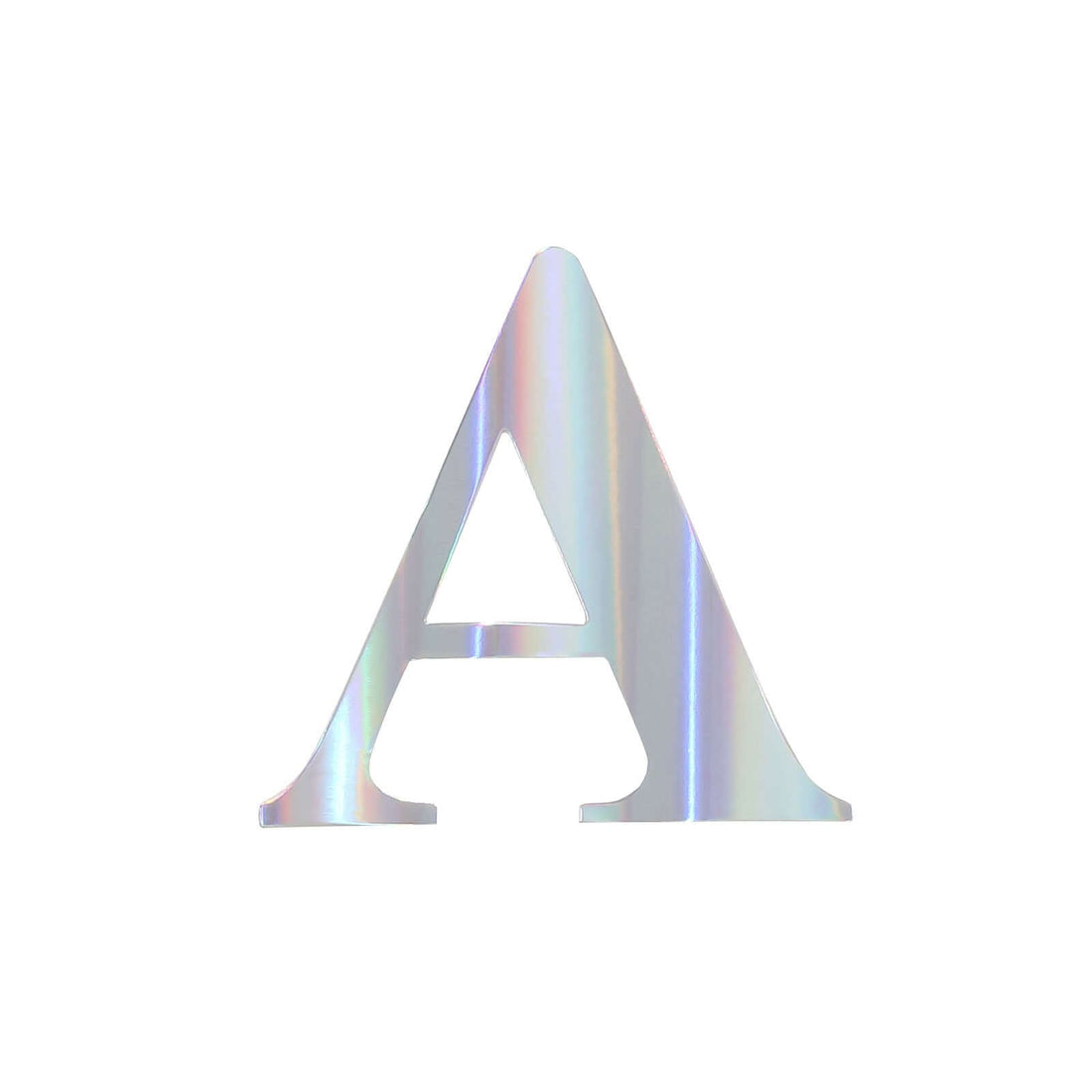 Holographic letter A cutout on a white background