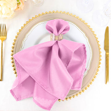5 Pack Pink Seamless Cloth Dinner Napkins, Reusable Linen 20"x20"