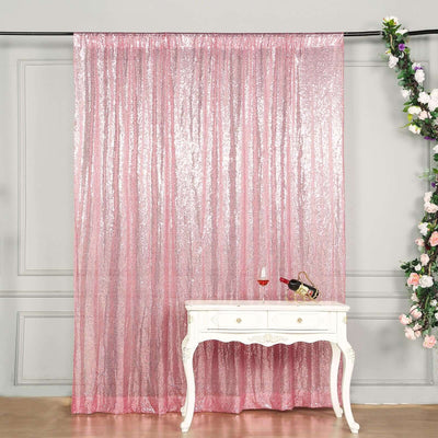 Pink Sequin Backdrop Drape Curtain, Photo Booth Event Divider Panel - 8ftx8ft