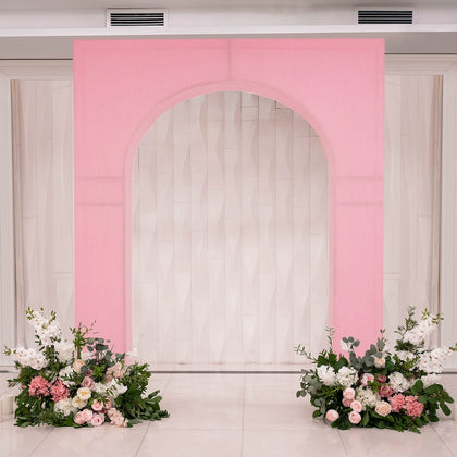 Pink Spandex Wedding Arch Cover for Arc de Triomphe Stand, Stretch Fitted Floral Balloon Frame Backdrop Stand Cover - 8ft