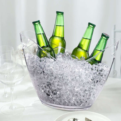 Plastic Ice and Drinks Bucket 7 Liter Clear Curved Boat Shape