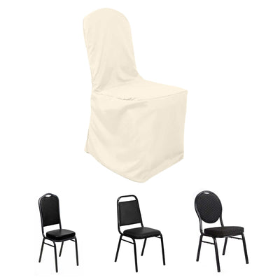Polyester Banquet Chair Cover Beige - Reusable Stain-Resistant Slipcover