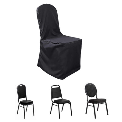 Polyester Banquet Chair Cover Black - Reusable Stain-Resistant Slipcover