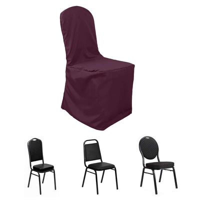 Polyester Banquet Chair Cover Burgundy - Reusable Stain-Resistant Slipcover