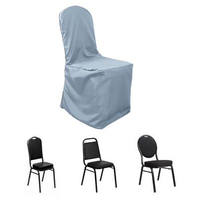 Polyester Banquet Chair Cover Dusty Blue - Reusable Stain-Resistant Slipcover