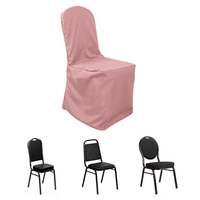 Polyester Banquet Chair Cover Dusty Rose - Reusable Stain-Resistant Slipcover