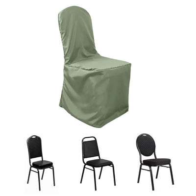 Polyester Banquet Chair Cover Dusty Sage Green - Reusable Stain-Resistant Slipcover