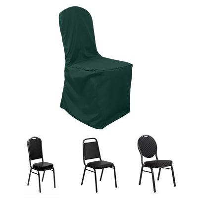 Polyester Banquet Chair Cover Hunter Emerald Green - Reusable Stain-Resistant Slipcover