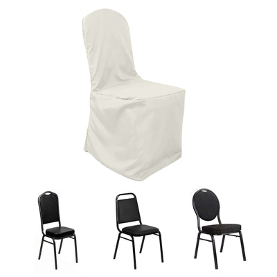 Polyester Banquet Chair Cover Ivory - Reusable Stain-Resistant Slipcover