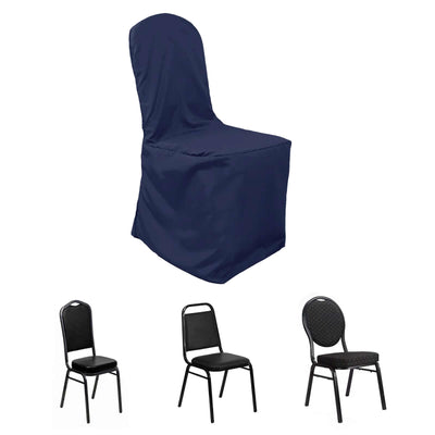 Polyester Banquet Chair Cover Navy Blue - Reusable Stain-Resistant Slipcover