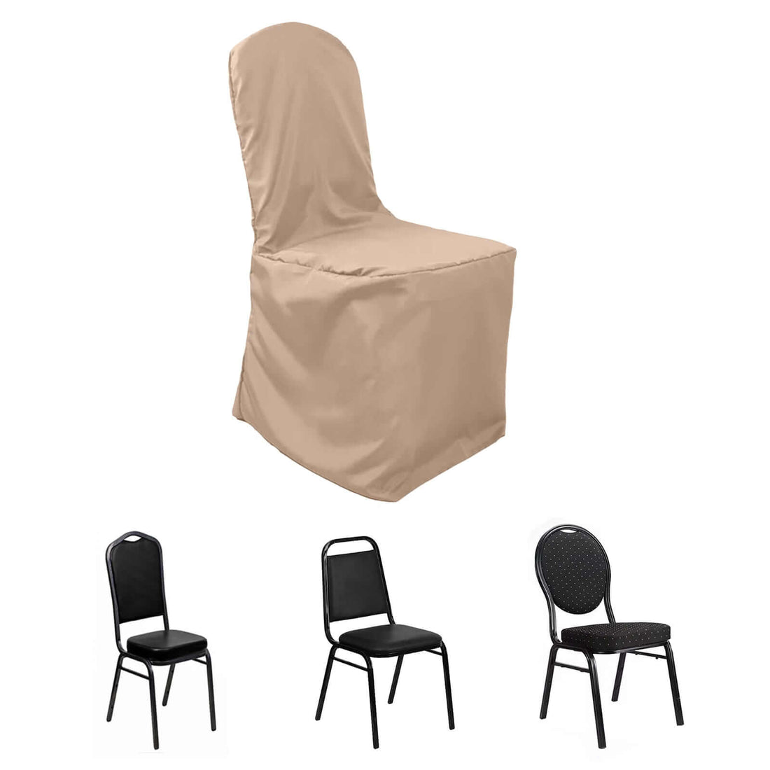 Beige chair cover for banquet and event seating