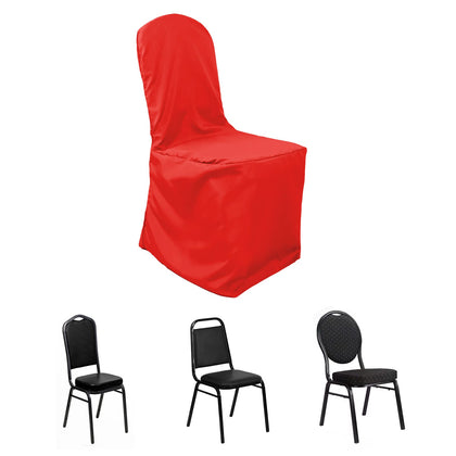 Polyester Banquet Chair Cover Red - Reusable Stain-Resistant Slipcover