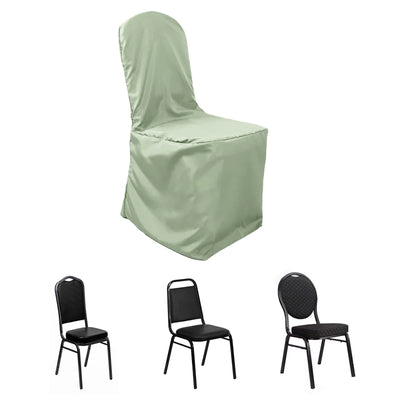 Polyester Banquet Chair Cover Sage Green - Reusable Stain-Resistant Slipcover