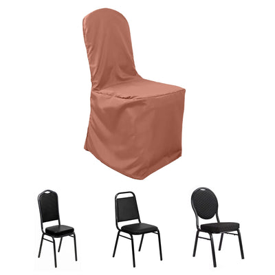 Polyester Banquet Chair Cover Terracotta (Rust) - Reusable Stain-Resistant Slipcover