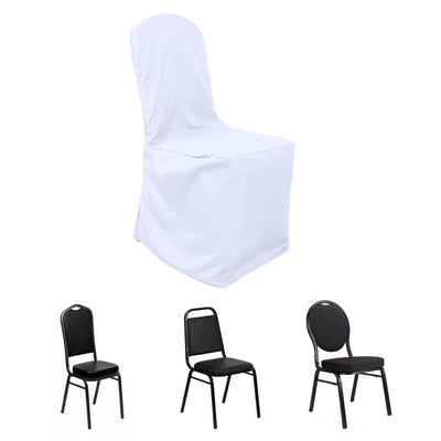 Polyester Banquet Chair Cover White - Reusable Stain-Resistant Slip-On Design