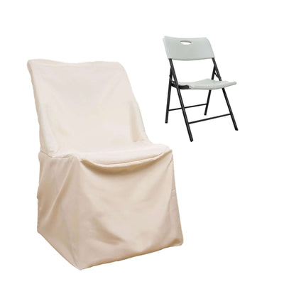 Polyester Folding Chair Cover Beige for Lifetime Chairs - Durable Reusable Slipcover