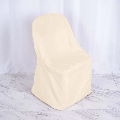 Polyester Folding Chair Cover Beige - Reusable Stain-Resistant Slipcover