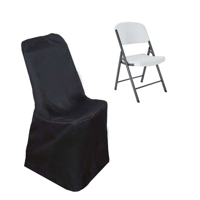 Polyester Folding Chair Cover Black for Lifetime Chairs - Durable Reusable Slipcover