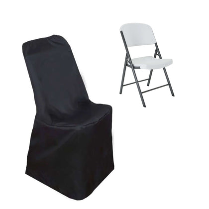 Polyester Folding Chair Cover Black for Lifetime Chairs - Durable Reusable Slipcover
