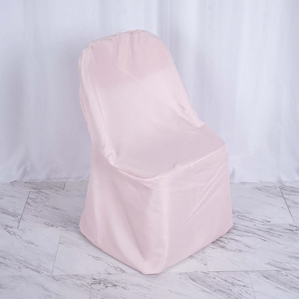 Polyester Folding Chair Cover Blush - Reusable Stain-Resistant Slipcover