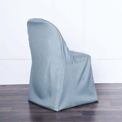 Polyester Folding Chair Cover Dusty Blue - Reusable Stain-Resistant Slipcover
