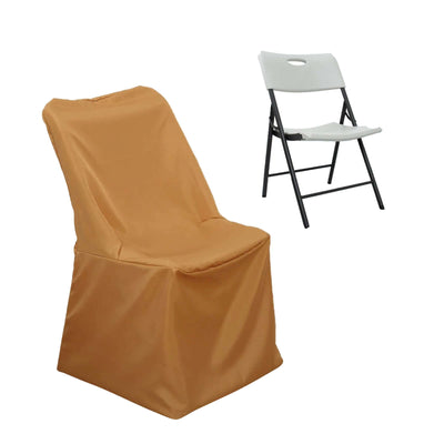 Polyester Folding Chair Cover Gold for Lifetime Chairs - Durable Reusable Slip-On Design for Events