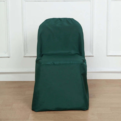 Polyester Folding Chair Cover Hunter Emerald Green - Reusable Stain-Resistant Slipcover