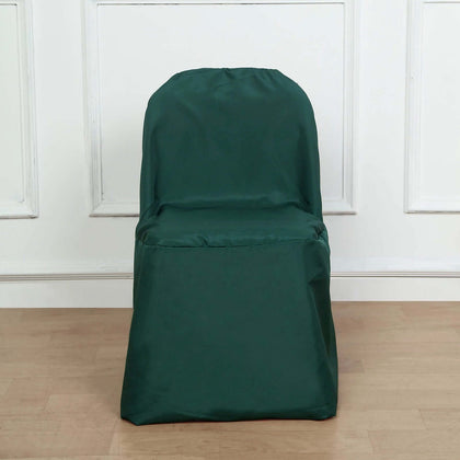 Polyester Folding Chair Cover Hunter Emerald Green - Reusable Stain-Resistant Slipcover