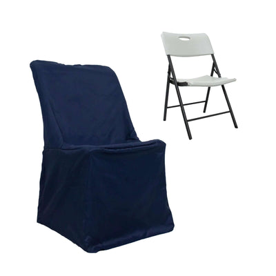 Polyester Folding Chair Cover Navy Blue for Lifetime Chairs - Durable Reusable Slipcover
