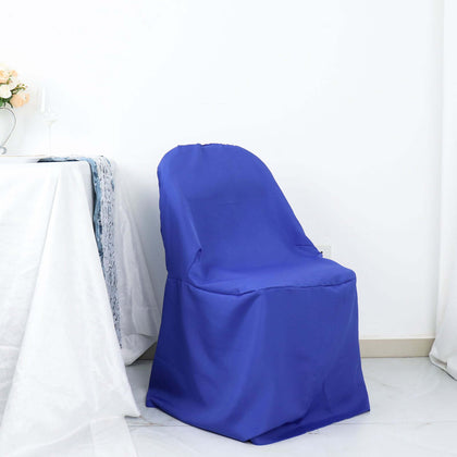 Polyester Folding Chair Cover Royal Blue - Reusable Stain-Resistant Slipcover