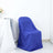Blue chair cover on a chair in a bright, minimalistic setting.