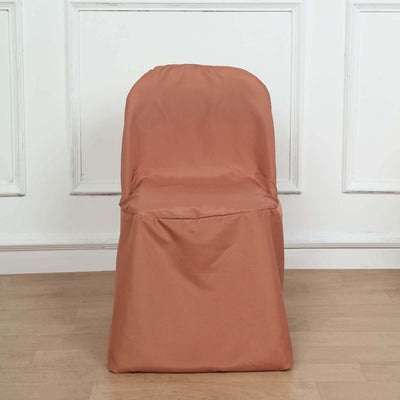 Polyester Folding Chair Cover Terracotta (Rust) - Reusable Stain-Resistant Slipcover