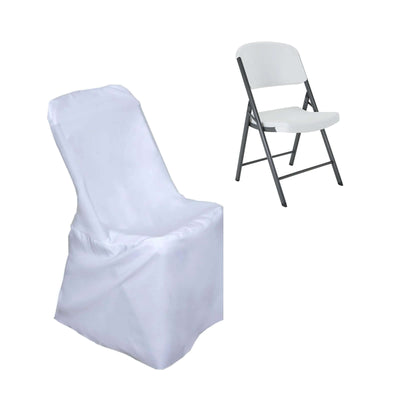 Polyester Folding Chair Cover White for Lifetime Chairs - Durable Reusable Slip-On Design for Events