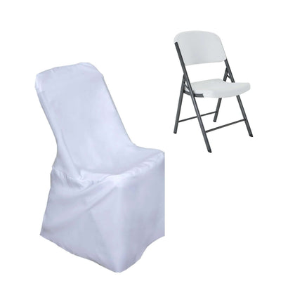 Polyester Folding Chair Cover White for Lifetime Chairs - Durable Reusable Slip-On Design for Events