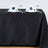 Elegant black tablecloth set with fine dining setup and decorative napkins.