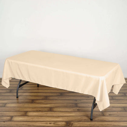 Polyester Rectangle Tablecloth 60"x102" Beige - Wrinkle-Resistant Finish