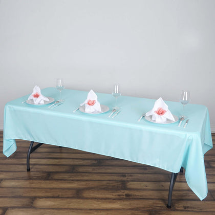 Polyester Rectangle Tablecloth 60"x102" Light Blue - Wrinkle-Resistant Finish