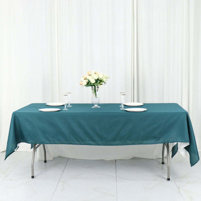 Polyester Rectangle Tablecloth 60"x102" Peacock Teal - Wrinkle-Resistant Finish