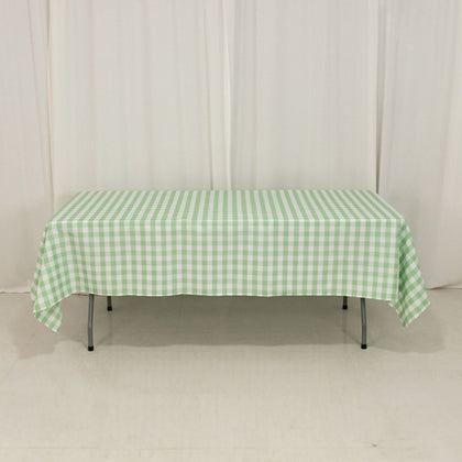 Polyester Rectangle Tablecloth 60"x102" White/Sage Green Checkered Buffalo Plaid Table Cover