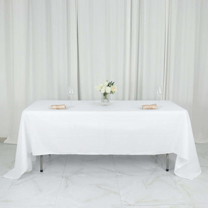 Polyester Rectangle Tablecloth 60"x126" White - Durable and Wrinkle-Resistant Table Cover for Weddings & Events