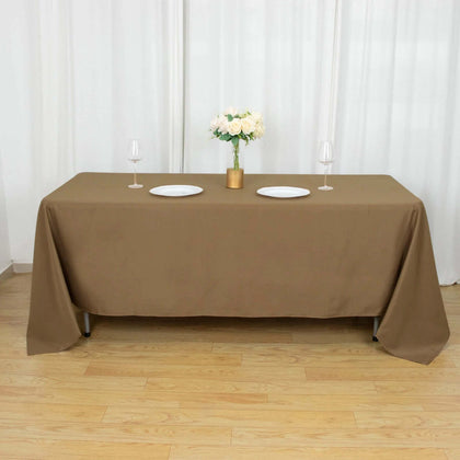 Polyester Rectangle Tablecloth 72"x120" Taupe with Wrinkle-Resistant Finish - Reusable Table Cover